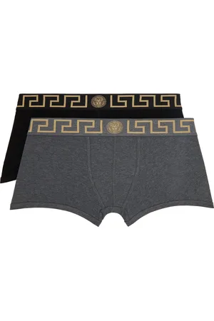 VERSACE Two-Pack Black & Gray Greca Border Boxer Briefs