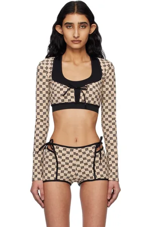 MISBHV Beige & Black Monogram Coquette Cardigan