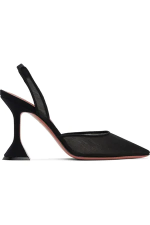 Amina Muaddi Black Holli Mesh Sling 95 Heels
