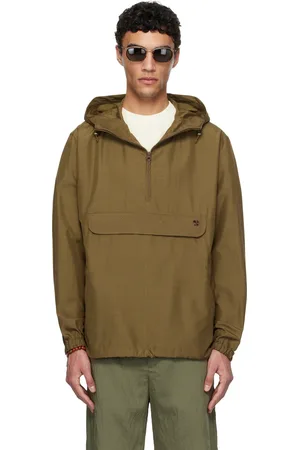 vowels Brown Silk Checkered Anorak