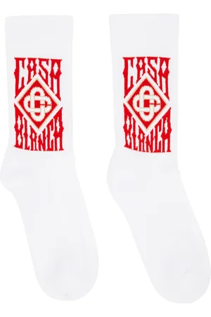 Casablanca White & Red Gothic Logo Socks