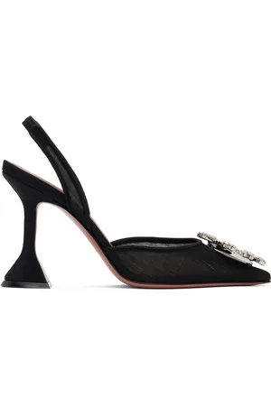 Amina Muaddi Black Begum Mesh Sling 95 Heels