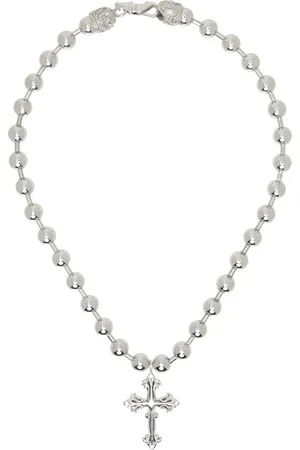 EMANUELE BICOCCHI Silver Large Beaded Chain Cross Necklace