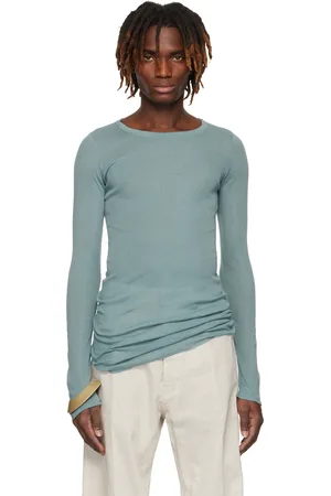Rick Owens Blue Hollywood Rib LS T-shirt