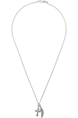 EMANUELE BICOCCHI Silver Piuma & Cross Pendant Necklace