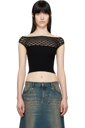 Gimaguas SSENSE Exclusive Black Avenue Off-Shoulder T-shirt