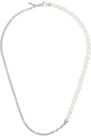 EMANUELE BICOCCHI Silver Large Half Chain & Half Pearl Necklace