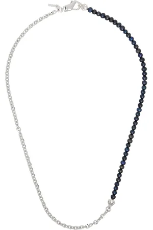 EMANUELE BICOCCHI Silver Large Half Chain & Half Pearl Necklace