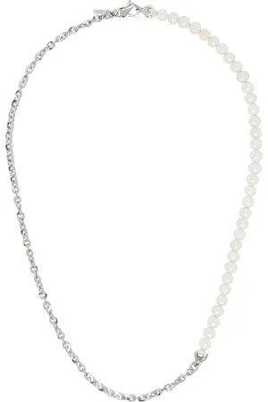 EMANUELE BICOCCHI Silver Small Half Chain & Half Pearl Necklace