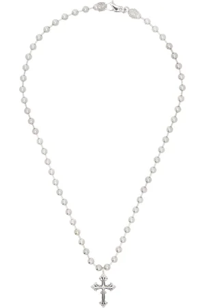 EMANUELE BICOCCHI Silver Beaded Chain Cross Necklace
