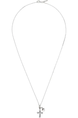 EMANUELE BICOCCHI Silver Pearl & Cross Pendant Necklace