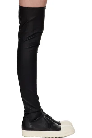Rick Owens Black Hollywood Knee High Stocking Sneaks Tall Boots