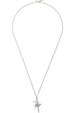 EMANUELE BICOCCHI Silver Large Double Cross Necklace