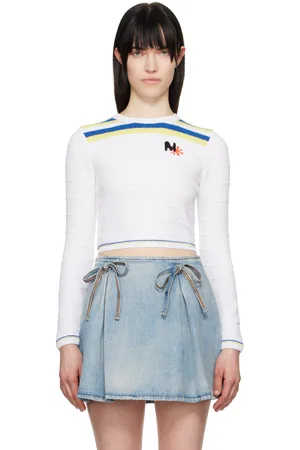 Msgm White Embroidered Logo Sweater