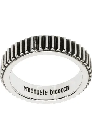 EMANUELE BICOCCHI Silver Striped Band Ring