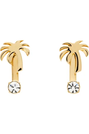 Palm Angels Gold Strass Palm Earrings