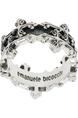 EMANUELE BICOCCHI Silver Avelli Cross Double Band Ring