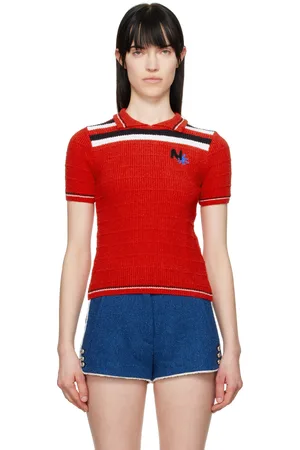 Msgm Red Embroidered Logo Polo