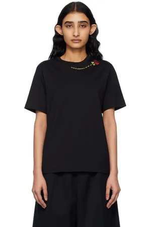 Simone Rocha Black Embellished Flower T-shirt