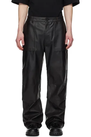 JUUN.J Black Knee Tuck Faux-Leather Pants