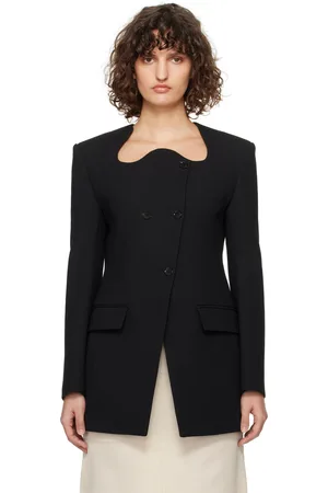 Recto Black RC Signature Curved Neck Long Blazer