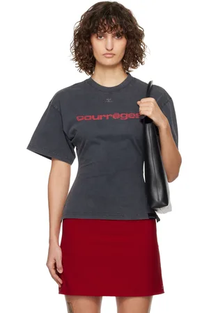 Courrèges Gray Fitted Printed T-shirt