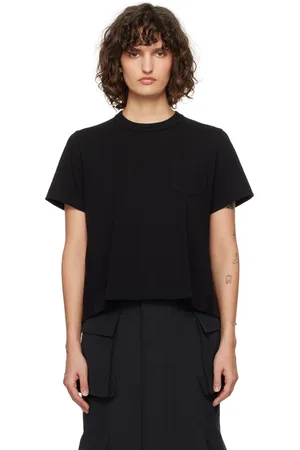 SACAI Black Nylon Twill & Cotton Jersey T-shirt