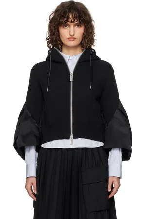SACAI Black Sponge Sweat & Nylon Twill Hoodie