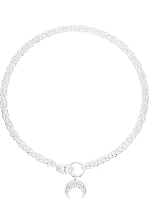 Marine Serre Silver Rhinestone Moon Chain Necklace