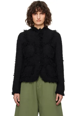 OPEN YY Black Frayed Tweed Jacket