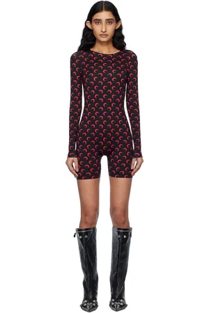 Marine Serre SSENSE Exclusive Black Recycled Moon Jersey Short Catsuit