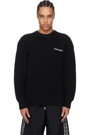 Marine Serre Black Half Cardigan Knit Crewneck Sweater