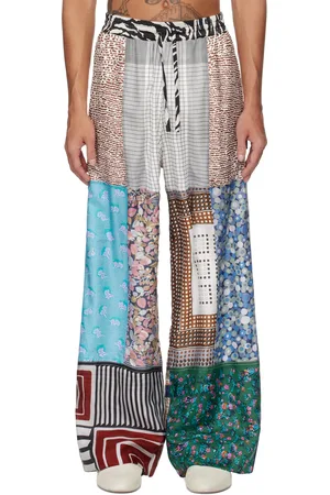 Marine Serre Multicolor Regenerated Silk Scarves Drawstring Sweatpants