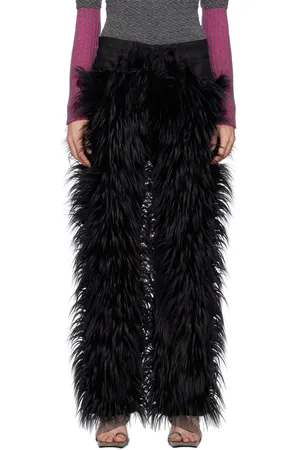 Paula Canovas Del Vas SSENSE Exclusive Black Faux-Fur Jeans