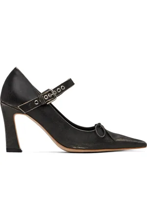 OPEN YY Gray Buckle Pointy Heels