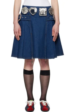 Chopova Lowena Navy Biggity Denim Miniskirt