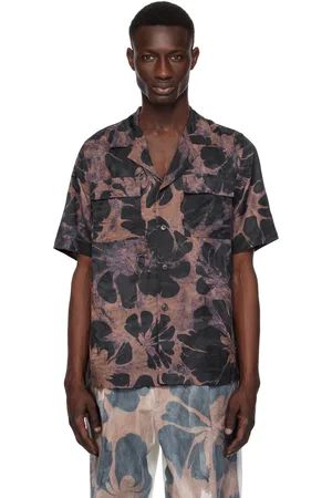 DRIES VAN NOTEN Navy Sateen Shirt