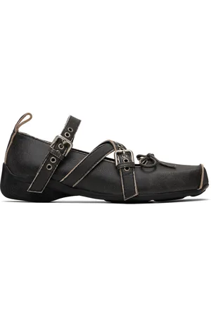 OPEN YY Gray Cross Buckle Ballerina Flats
