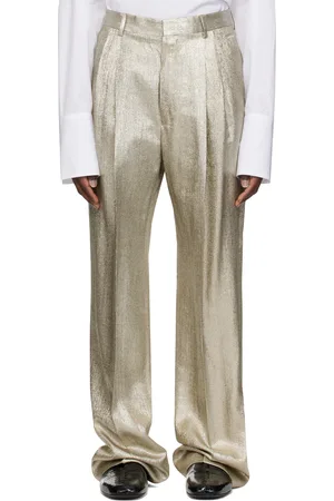 DRIES VAN NOTEN Silver Viscose Straight Trousers