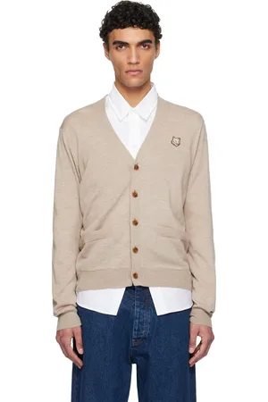Maison Kitsuné Beige Bold Fox Head Patch Regular Cardigan