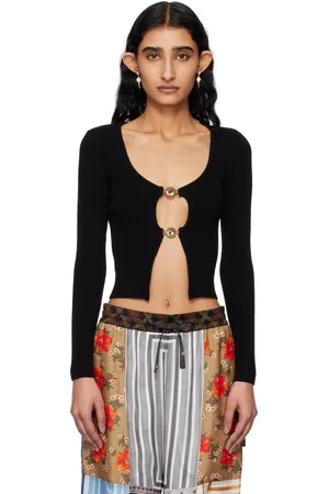 Marine Serre Black Moon Jewelry Knit Open Cardigan