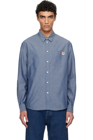 Maison Kitsuné Blue Fox Head Casual Shirt