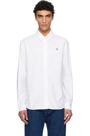 Maison Kitsuné White Fox Head Embroidery Casual Shirt