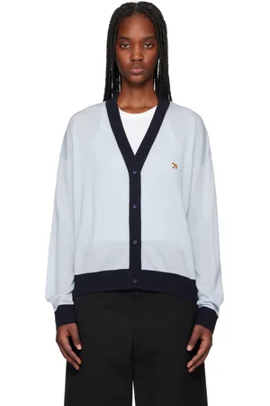 Maison Kitsuné Blue Baby Fox Patch Bi-Color Comfort Cardigan