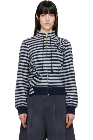 OPEN YY Navy & Gray Appliqué Zipup Sweatshirt