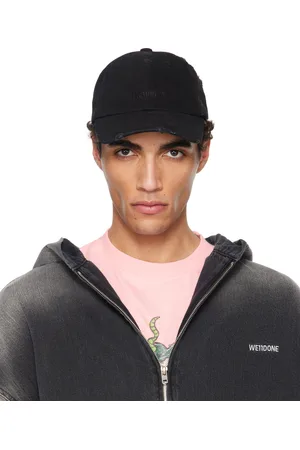 We11 Done Black Distressed Logo Embroidered Cap