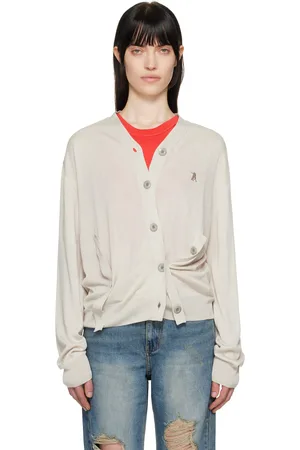 OPEN YY Gray Twisted Placket Cardigan