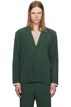 Issey Miyake Green Tailored Pleats 1 Blazer