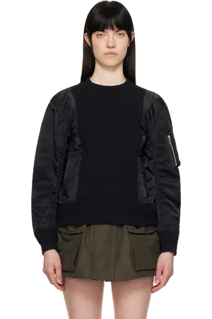 SACAI Black Sponge Sweat & Nylon Twill Sweatshirt