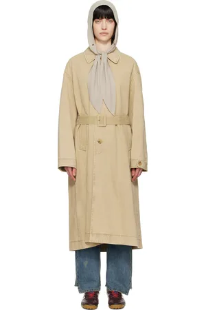 OPEN YY Beige Detachable Scarf Trench Coat